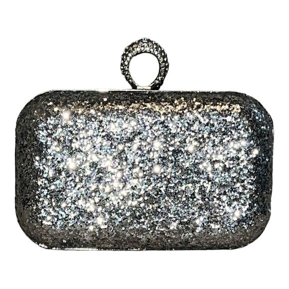 Thirty-One Jewell 14 Diamond Rings Silver Glitter Socialite Evening Clutch Case - Picture 2 of 8